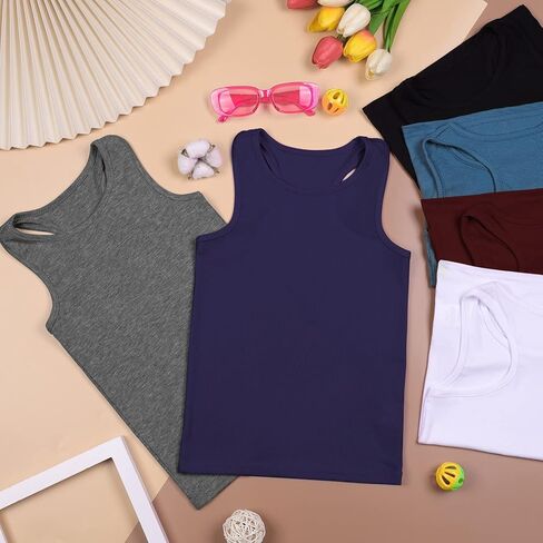 Poroka 6 قطع الفتيات الرقص تانك القمم الأساسية تانك القمم بلا أكمام Racerback للجمباز الباليه in Kuwait