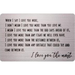 When I Say I Love You More Stainless Steel Insert Card - anniversary sentimental gifts for boyfriend or girlfriend,i love you card romantic gifts for him or her… (BLACK-2)