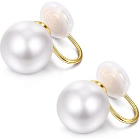 AVYRING اللؤلؤ كليب على الأقراط النساء مطلية بالذهب وهمية الأقراط كليب على أقراط اللؤلؤ غير ثقب كليب أقراط مقلد لؤلؤ المياه العذبة 10 مم 12 مم in Kuwait
