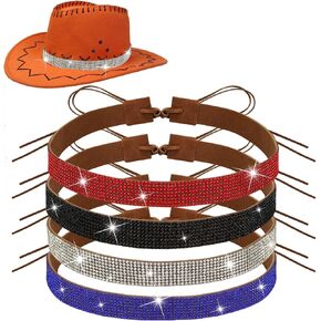 FWUNYVN 4 Pcs Bling Rhinestones Hat Band Cowboy Hatband,Rhinestones Stretchable Hat Bands for Cowboy,Adjustable Hat Jewelry in Kuwait