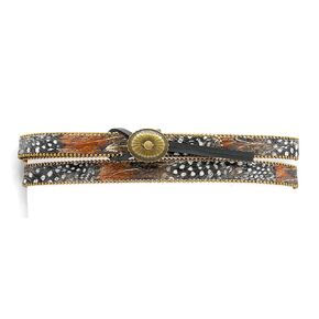 Natural Feather Hatband With Antique Brass Shot Chain, Concho, and Genuine Leather Trim in Saudi Arabia