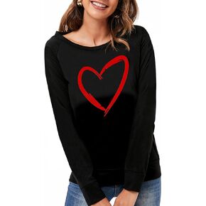 DDSOL Women Valentines Day Shirts Round Neck Long Sleeve Casual Heart T Shirt Hugs and Kisses Rainbow Love Sweatshirt in Kuwait