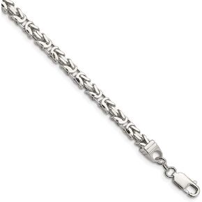 FB Jewels Solid Sterling Silver 5mm Square Byzantine Chain