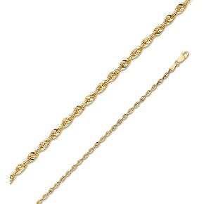 14k Yellow Gold Solid 3mm Diamond-Cut Solid Rope Chain Necklace with Secure Lobster Claw Clasp in Saudi Arabia