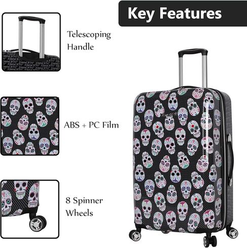 مجموعة أمتعة Betsey Johnson مقاس 26 بوصة - حقيبة صلبة قابلة للتوسيع (ABS + PC) - حقيبة خفيفة الوزن مصممة مع عجلات دوارة 8 دوارة (Flamingo Strut) in Kuwait