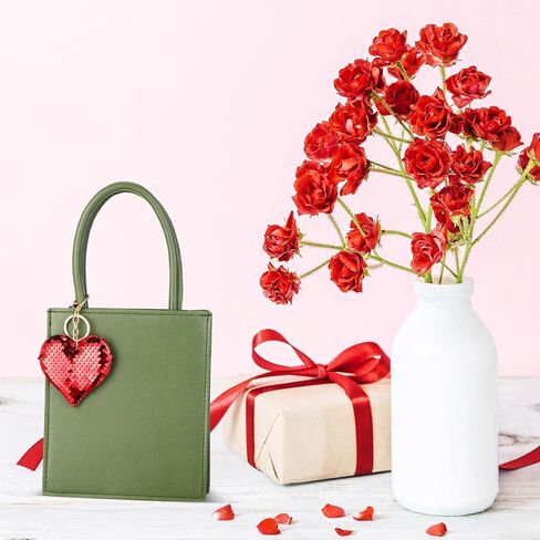 Hotop 60 Pieces Valentines Heart Sequin Keychain Valentine's Glitter Key Chains Flip Sequin Key Rings Valentine's Day Party Favors for Women Kids Wedding Gift Exchange, 3 Colors in Kuwait