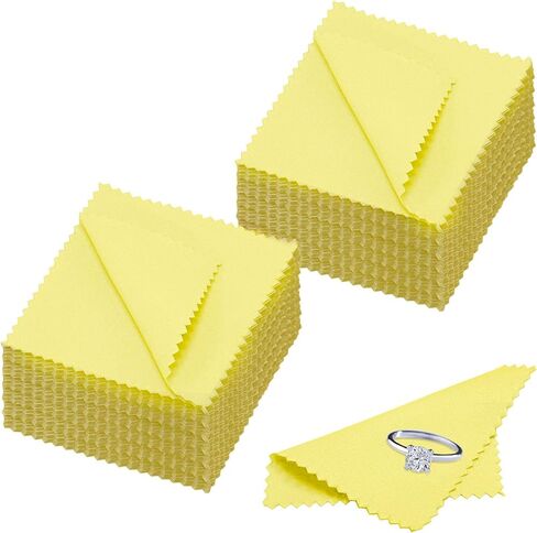 100 قطعة من قماش تنظيف المجوهرات الفاخر، تحافظ على المجوهرات نظيفة ولامعة. قطعة قماش تلميع فضية مغلفة بشكل فردي. (أرجواني، 3.15 بوصة × 3.15 بوصة) in Kuwait