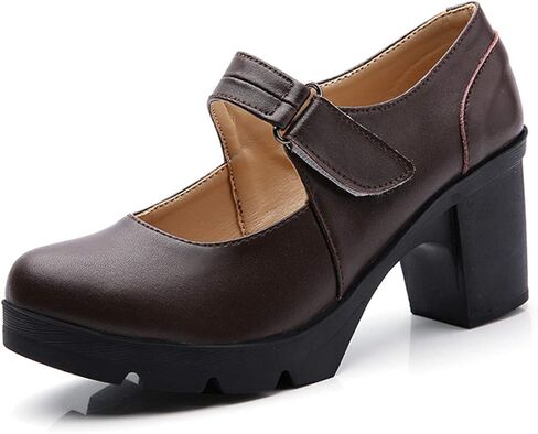 DADAWEN Women's Leather Classic Mid Heel Mary Jane Square Toe Oxfords Platform Dress Pumps Shoes in Saudi Arabia