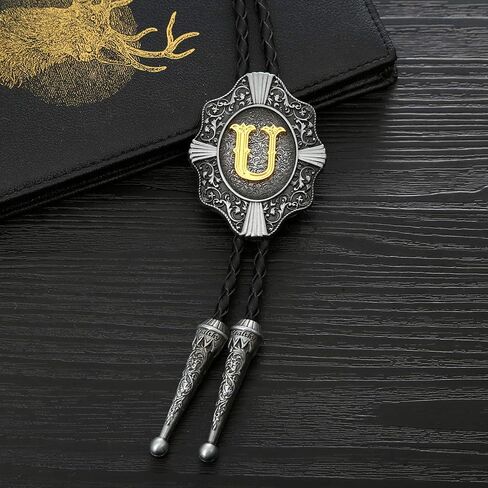 KDG ألفبائي حرف غربي بولو سلسلة التعادل الحروف الأولية A-Z بولو التعادل خلفية ذهبية للرجال والنساء ربطة العنق in Kuwait