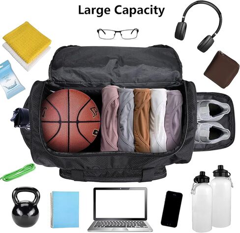 شنطة رياضية للسفر وصالة الالعاب الرياضية مع جيب للاحذية وجيب تخزين جاف، شنطة دفل متينة ومقاومة للماء مع جيب داخلي وحزام كتف قابل للتعديل للنساء والرجال، نمط ايه من يونجوا in Kuwait