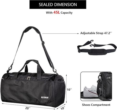 شنطة رياضية للسفر وصالة الالعاب الرياضية مع جيب للاحذية وجيب تخزين جاف، شنطة دفل متينة ومقاومة للماء مع جيب داخلي وحزام كتف قابل للتعديل للنساء والرجال، نمط ايه من يونجوا in Kuwait
