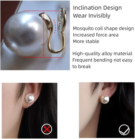 AVYRING اللؤلؤ كليب على الأقراط النساء مطلية بالذهب وهمية الأقراط كليب على أقراط اللؤلؤ غير ثقب كليب أقراط مقلد لؤلؤ المياه العذبة 10 مم 12 مم in Kuwait