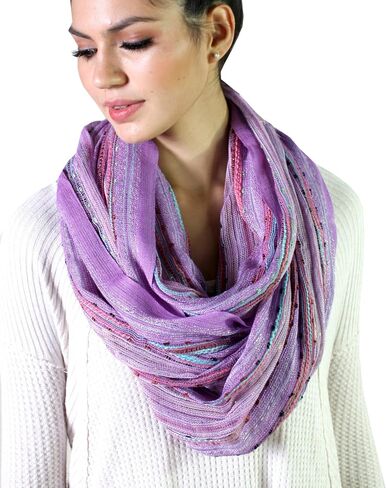 Anika Dali (15 Colors) Shimmer Sparkle Infinity Scarf, Women's Festival Bliss Lightweight Fashion Shawl in Kuwait
