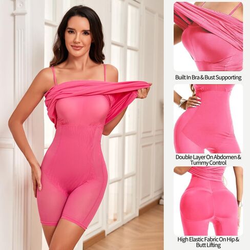 فستان SherryDC النسائي المشكل للتحكم في البطن، فستان ضيق للجسم، زلات كاملة مدمجة في حمالة الصدر 8 في 1، فستان طويل بدون أكمام in Kuwait