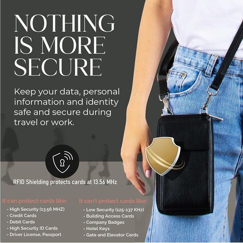 محفظة هاتف من الجلد BULL GUARD، مضادة للسرقة وحجب RFID، تصميم صغير أنيق للسفر in Saudi Arabia
