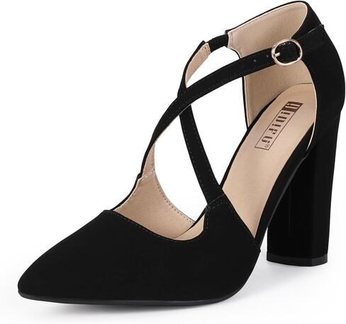 IDIFU Women's IN4 Chunky High Heels Pumps Closed Toe Block Strappy Heels Pointed Toe Dress Shoes for Women Prom Wedding Party Office Work Formal in Kuwait