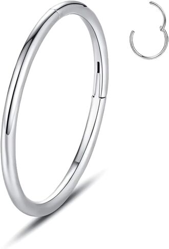 FLOGWE G23 حلقات أنف مفصلية من التيتانيوم من الدرجة المزروعة، 16 جرام 18 جرام 20 جرام قطر 8 مم / 10 مم حلقات أنف من قطعة التيتانيوم، حلقة حاجز الشفاه، أقراط حلقية غضروفية للرخ، دايث، الزنمة، حلقة ثقب مضادة للحساسية للنساء والرجال in Kuwait