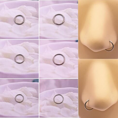 FLOGWE G23 حلقات أنف مفصلية من التيتانيوم من الدرجة المزروعة، 16 جرام 18 جرام 20 جرام قطر 8 مم / 10 مم حلقات أنف من قطعة التيتانيوم، حلقة حاجز الشفاه، أقراط حلقية غضروفية للرخ، دايث، الزنمة، حلقة ثقب مضادة للحساسية للنساء والرجال in Kuwait