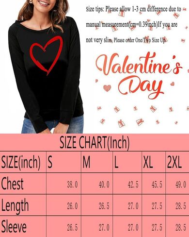 DDSOL Women Valentines Day Shirts Round Neck Long Sleeve Casual Heart T Shirt Hugs and Kisses Rainbow Love Sweatshirt in Kuwait