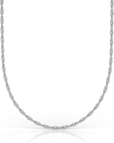 قلادة سلسلة كبح إيطالية من الفضة الإسترليني للنساء والرجال، سلسلة سنغافورة رفيعة 1.5 مم، مقاومة للتشويه 925، مثالية للمعلقات والطبقات، مقاسات 15 بوصة - 38 بوصة in Kuwait