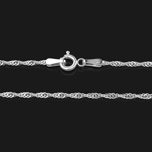 قلادة سلسلة كبح إيطالية من الفضة الإسترليني للنساء والرجال، سلسلة سنغافورة رفيعة 1.5 مم، مقاومة للتشويه 925، مثالية للمعلقات والطبقات، مقاسات 15 بوصة - 38 بوصة in Kuwait