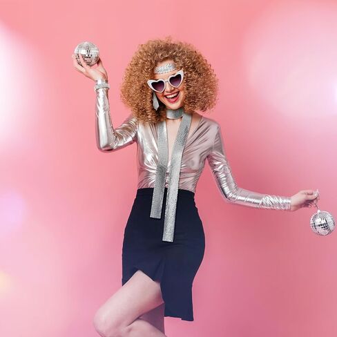 KDVOG 70s ديسكو إكسسوارات للنساء، مجموعة زي ديسكو السبعينيات ديسكو أقراط الترتر وشاح نظارات شمسية لامعة سوار عقال in Kuwait