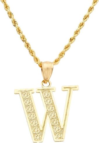 قلادة LoveBling من الذهب الأصفر عيار 10 قيراط والألماس مقطوعة من الألف إلى الياء والحروف الأبجدية الأولى (حجم صغير) in Saudi Arabia