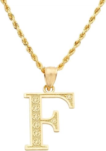 قلادة LoveBling من الذهب الأصفر عيار 10 قيراط والألماس مقطوعة من الألف إلى الياء والحروف الأبجدية الأولى (حجم صغير) in Saudi Arabia