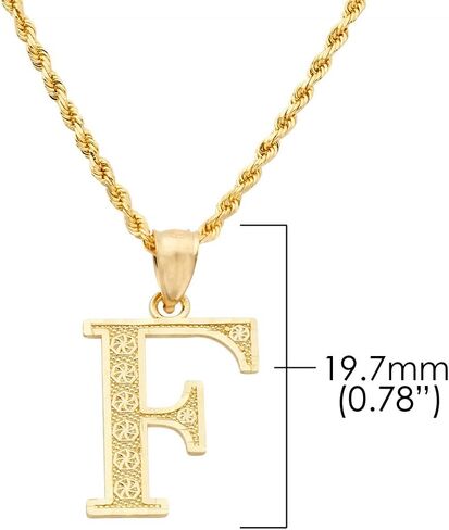 قلادة LoveBling من الذهب الأصفر عيار 10 قيراط والألماس مقطوعة من الألف إلى الياء والحروف الأبجدية الأولى (حجم صغير) in Saudi Arabia
