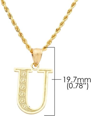 قلادة LoveBling من الذهب الأصفر عيار 10 قيراط والألماس مقطوعة من الألف إلى الياء والحروف الأبجدية الأولى (حجم صغير) in Saudi Arabia