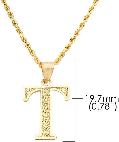 قلادة LoveBling من الذهب الأصفر عيار 10 قيراط والألماس مقطوعة من الألف إلى الياء والحروف الأبجدية الأولى (حجم صغير) in Saudi Arabia
