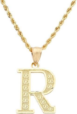 قلادة LoveBling من الذهب الأصفر عيار 10 قيراط والألماس مقطوعة من الألف إلى الياء والحروف الأبجدية الأولى (حجم صغير) in Saudi Arabia