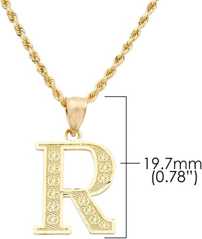قلادة LoveBling من الذهب الأصفر عيار 10 قيراط والألماس مقطوعة من الألف إلى الياء والحروف الأبجدية الأولى (حجم صغير) in Saudi Arabia