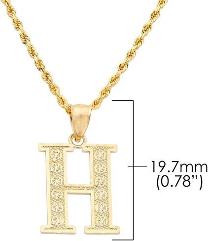 قلادة LoveBling من الذهب الأصفر عيار 10 قيراط والألماس مقطوعة من الألف إلى الياء والحروف الأبجدية الأولى (حجم صغير) in Saudi Arabia