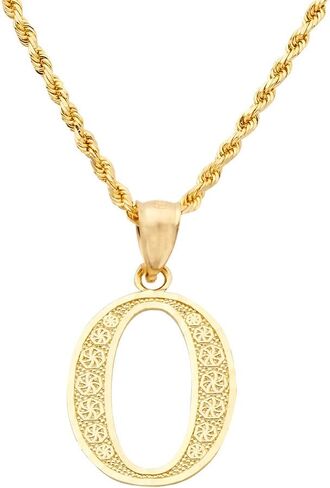 قلادة LoveBling من الذهب الأصفر عيار 10 قيراط والألماس مقطوعة من الألف إلى الياء والحروف الأبجدية الأولى (حجم صغير) in Saudi Arabia
