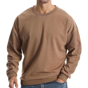 Suwangi الرجال Crewneck بلوزات المرقعة رياضي تجريب قميص العرق عادية فضفاضة تناسب كم طويل البلوز القمم للرجال