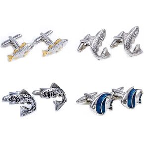 MRCUFF Fish Fishing Fisherman 4 Pairs Cufflinks in a Presentation Gift Box & Polishing Cloth in Kuwait
