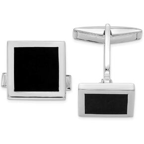 FB Jewels Solid 925 Sterling Silver Onyx Cuff Links in Saudi Arabia