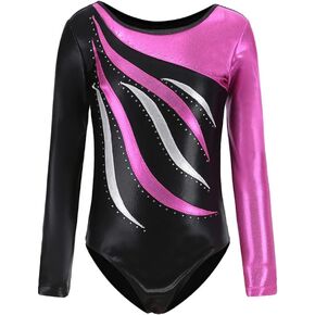 AFAVOM Gymnastics Leotards for Girls, Long Sleeve Leotards for Girls Shiny Sparkle Gymnastics Unitards Ballet Dance Outfit in Kuwait