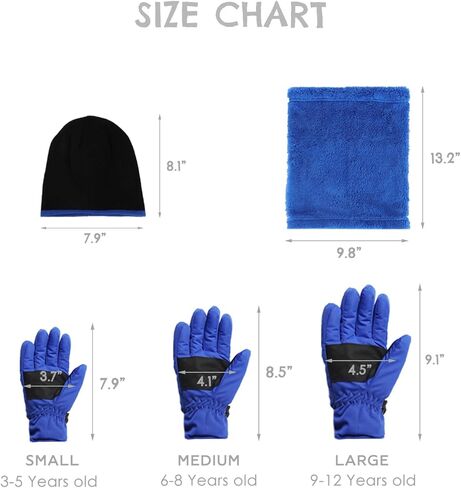 طقم قفازات شتوية للأطفال مكون من 3 قطع من KDWAVE، قبعات شتوية للأطفال قفازات منسوجة لعمر 3-12 سنة للأولاد والبنات in Kuwait