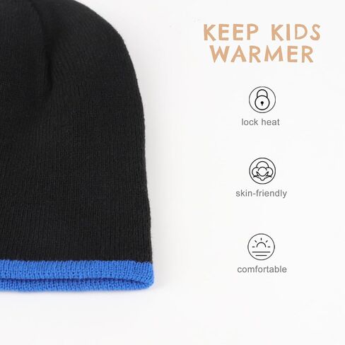 طقم قفازات شتوية للأطفال مكون من 3 قطع من KDWAVE، قبعات شتوية للأطفال قفازات منسوجة لعمر 3-12 سنة للأولاد والبنات in Kuwait