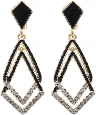 Women's Black Ear Clips Clip On Earrings Non Pierced Earrings for Brides, Bridesmaids, Prom and Wedding in Saudi Arabia