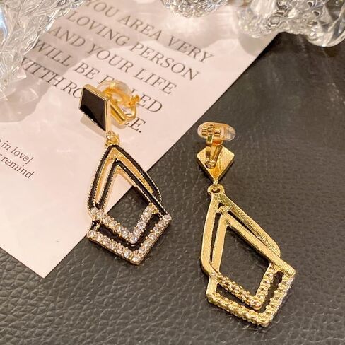 Women's Black Ear Clips Clip On Earrings Non Pierced Earrings for Brides, Bridesmaids, Prom and Wedding in Saudi Arabia