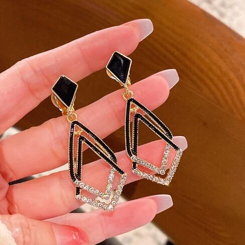 Women's Black Ear Clips Clip On Earrings Non Pierced Earrings for Brides, Bridesmaids, Prom and Wedding in Saudi Arabia