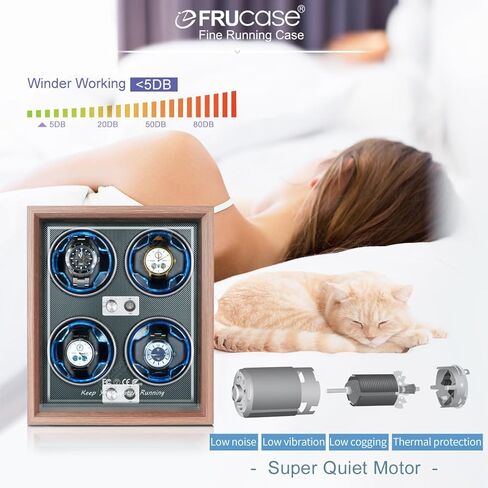 FRUCASE Watch Winder for Automatic Watches Watch Box for 4 Automatic Winder Japanese Motor with USB Cable in Kuwait