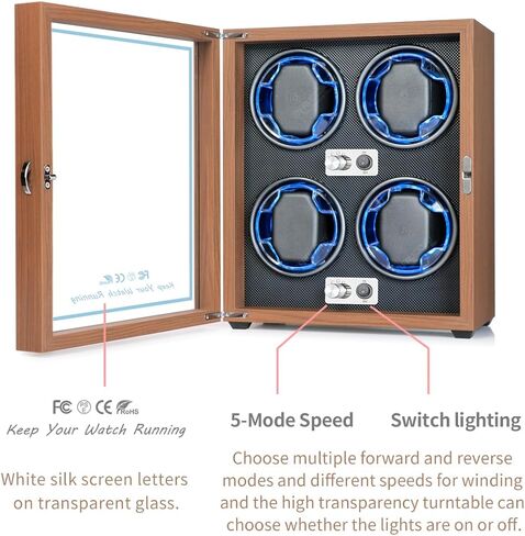 FRUCASE Watch Winder for Automatic Watches Watch Box for 4 Automatic Winder Japanese Motor with USB Cable in Kuwait