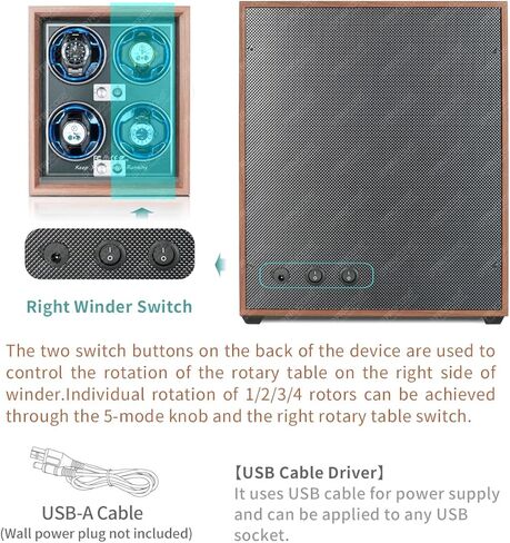 FRUCASE Watch Winder for Automatic Watches Watch Box for 4 Automatic Winder Japanese Motor with USB Cable in Kuwait