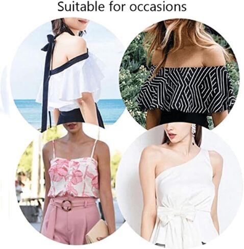 MAGORUI 4 أزواج من أشرطة حمالة الصدر الشفافة غير المرئية الناعمة غير المرئية غير القابلة للانزلاق بطول قابل للتعديل أشرطة حمالة الصدر البديلة للنساء بدون حمالات 1.2 سم in Kuwait