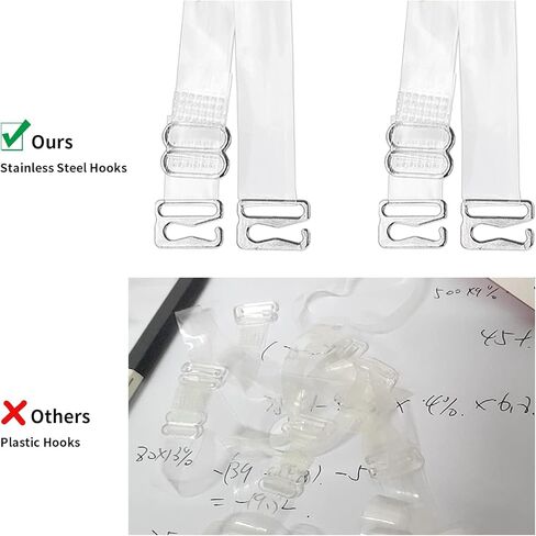 MAGORUI 4 أزواج من أشرطة حمالة الصدر الشفافة غير المرئية الناعمة غير المرئية غير القابلة للانزلاق بطول قابل للتعديل أشرطة حمالة الصدر البديلة للنساء بدون حمالات 1.2 سم in Kuwait