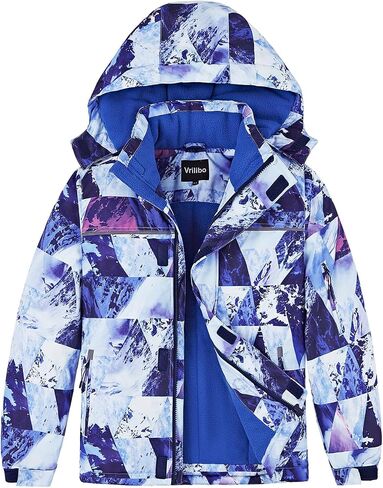 Vrilibo Boys Waterproof Ski Jacket Fleece Three Layers Thick Warm Kid Outdoor Winter Snow Coat Hooded Kids Raincoat in Saudi Arabia